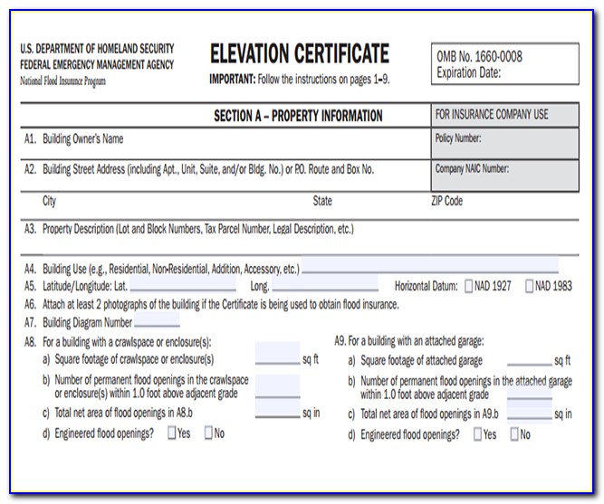 Nfip Elevation Certificate Instructions
