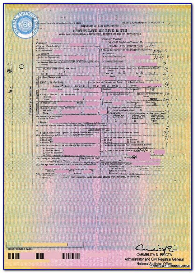 Nso Birth Certificate Number