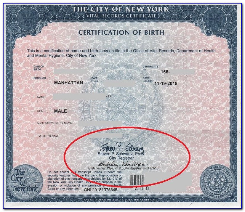 Nyc Dept Of Vital Records Birth Certificate