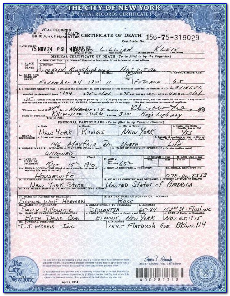 Nyc Vital Records Birth Certificate Correction