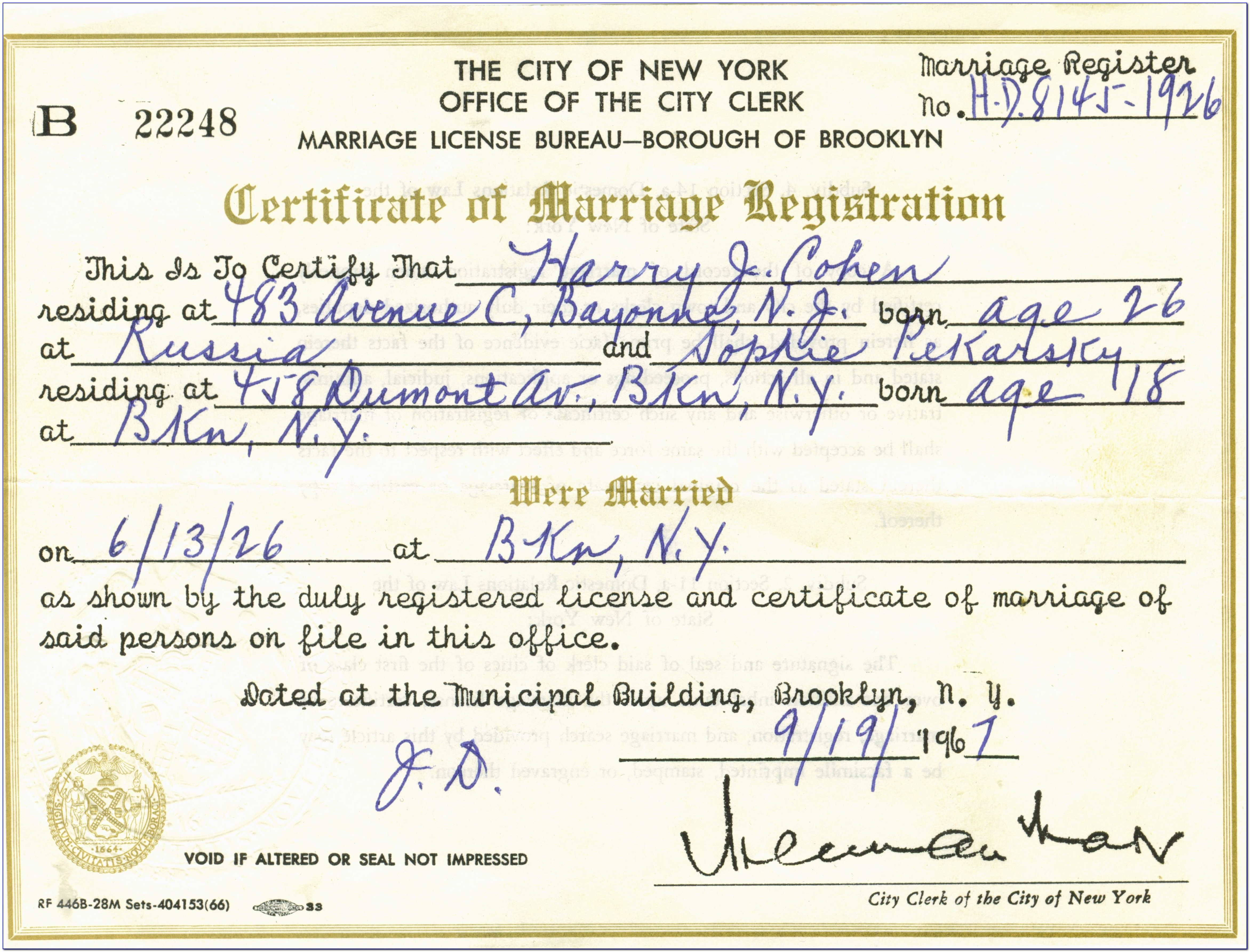 Obtaining Certified Copy Of Marriage Certificate Nyc