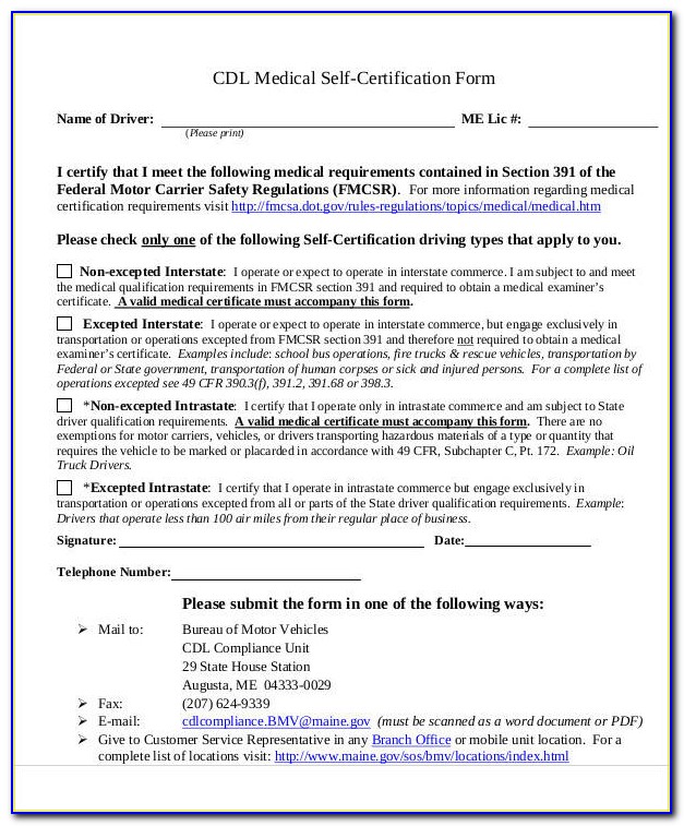 Ohio Cdl Medical Self Certification