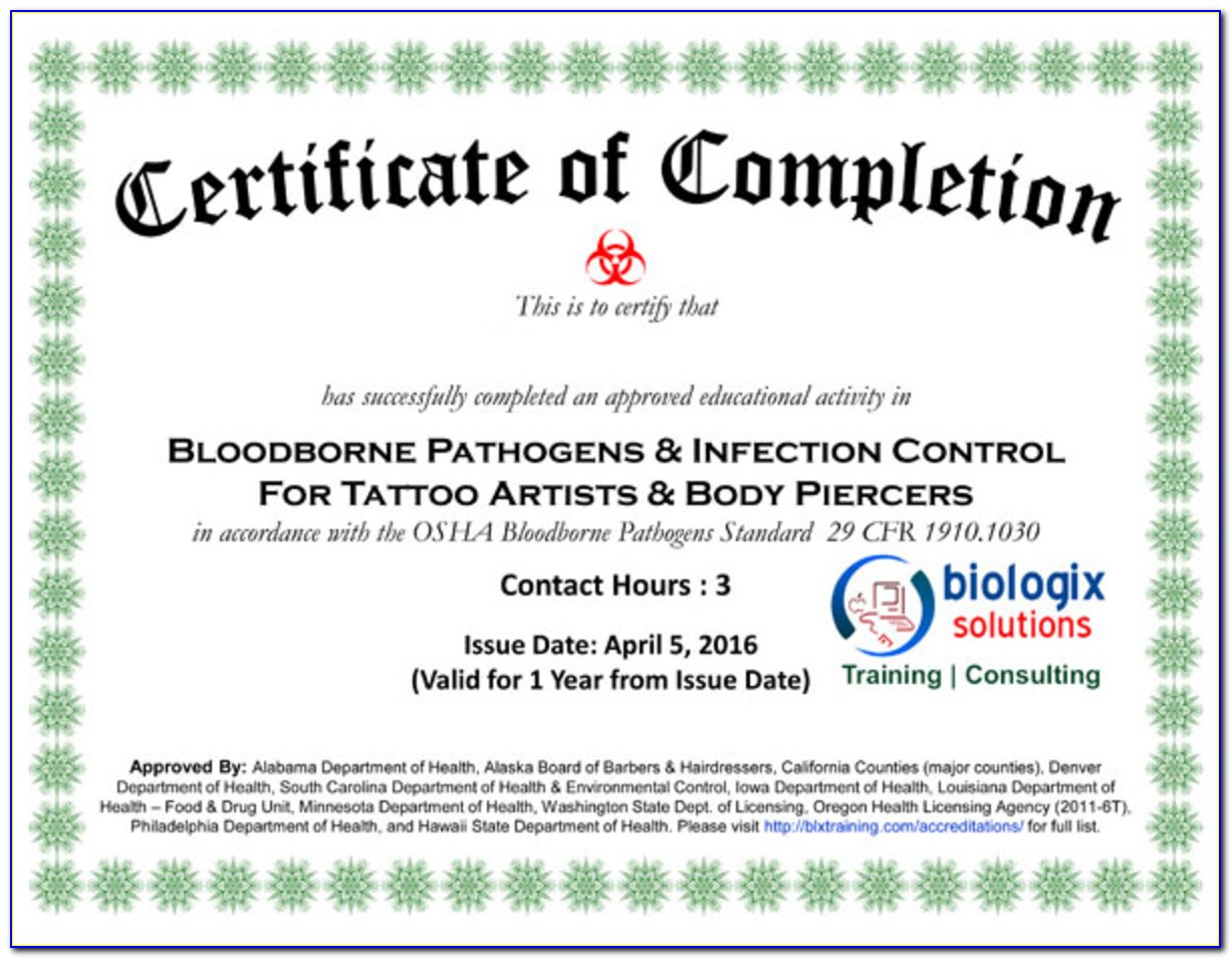 Online Bloodborne Pathogens Certification For Tattoo Artist