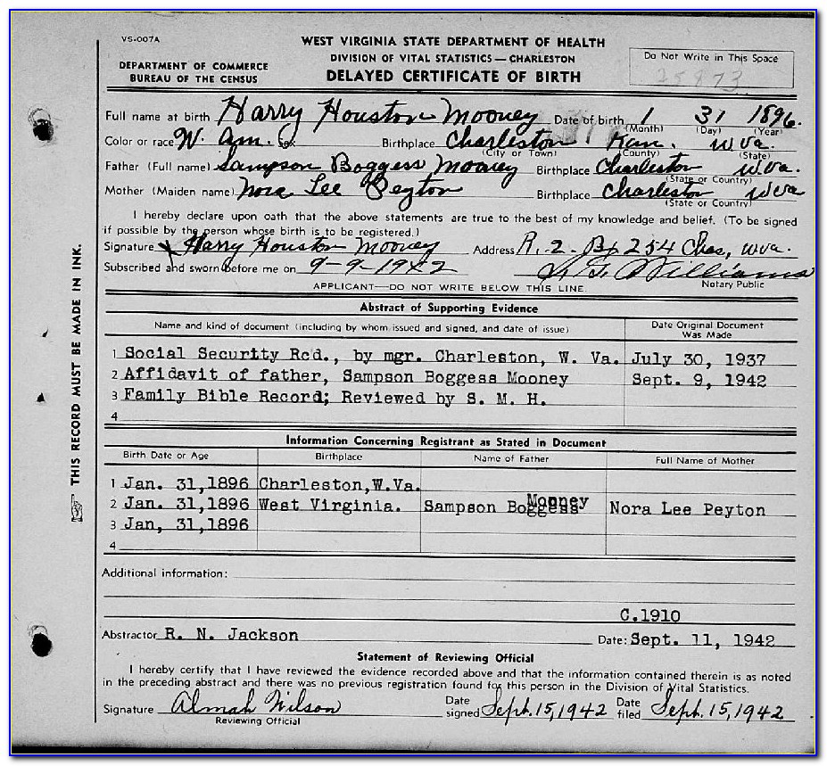 Order Birth Certificate Charleston Wv