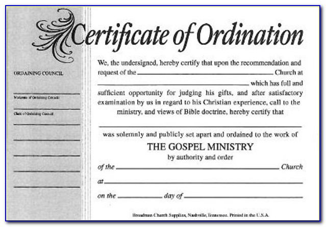Pastor Ordination Certificate Template
