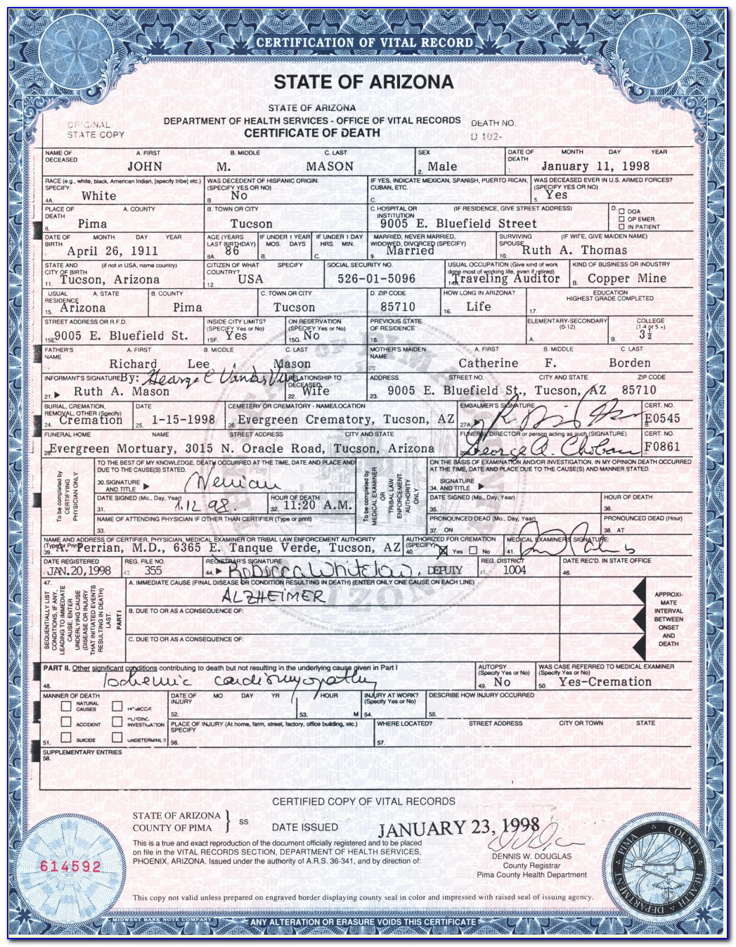 Pima County Birth Certificate By Mail