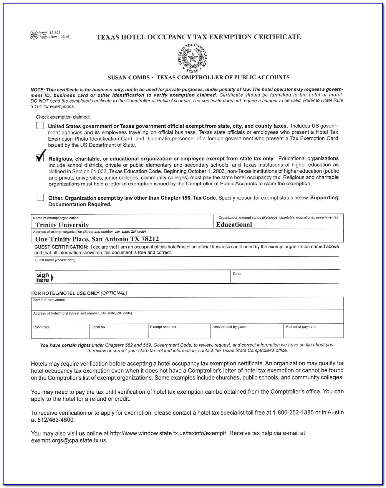 Printable Tennessee Sales Tax Exemption Certificate