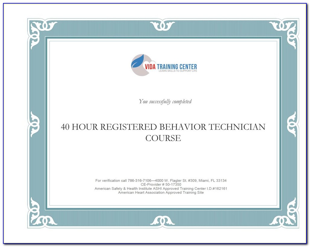 Rbt Certification Course Miami
