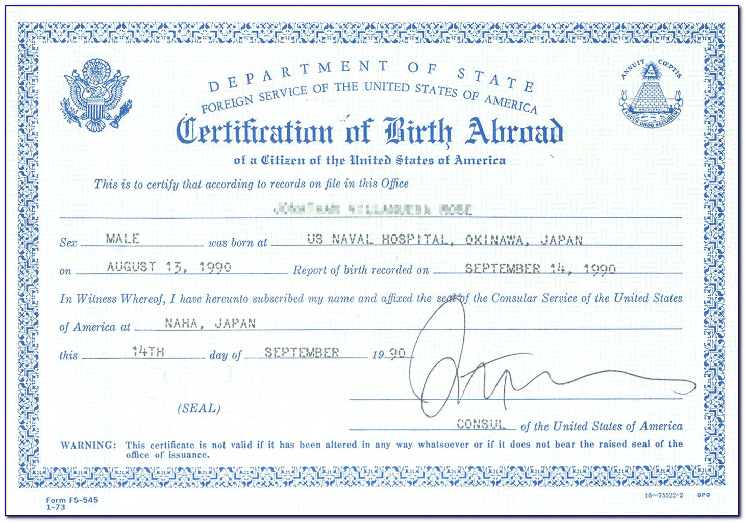 Replacement Birth Certificate For Citizens Born Abroad
