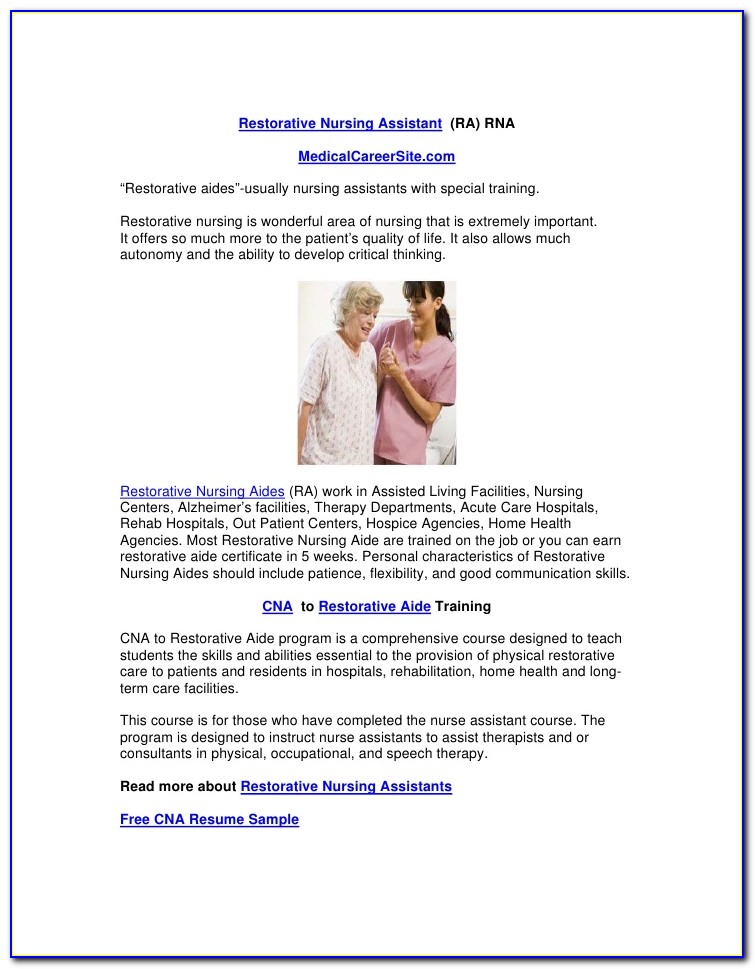 Restorative Nursing Assistant Certification California