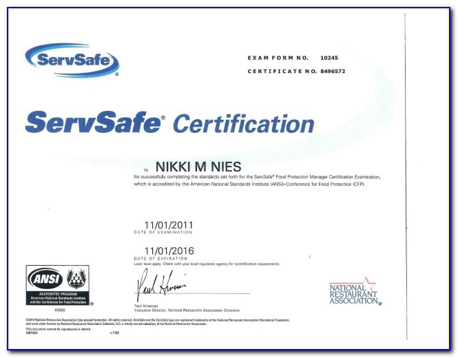 Servsafe Certification Test Results