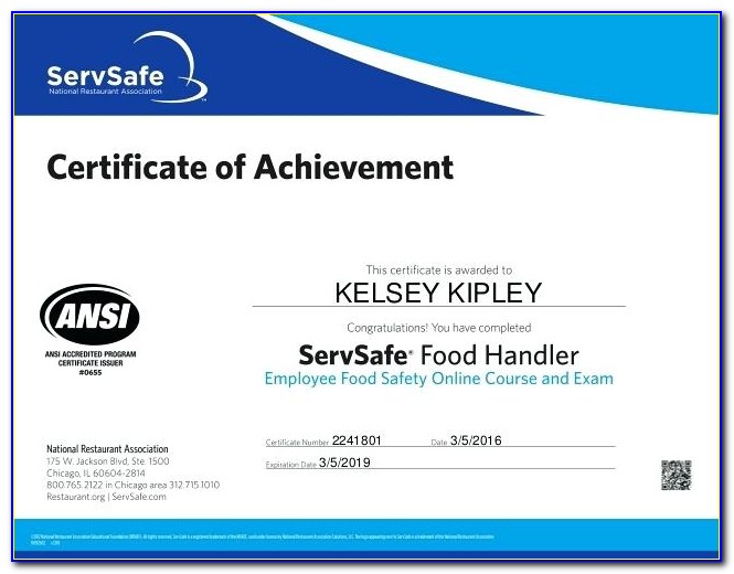 Servsafe Food Protection Manager Certification Class