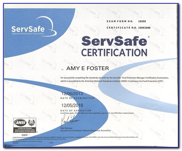 Servsafe Manager Certification Class Near Me