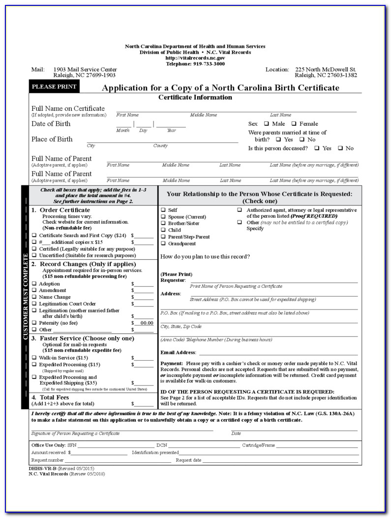 South Carolina Birth Certificate Application Pdf