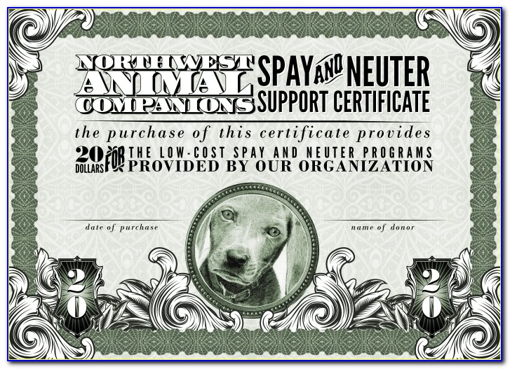 Spay And Neuter Discount Certificates