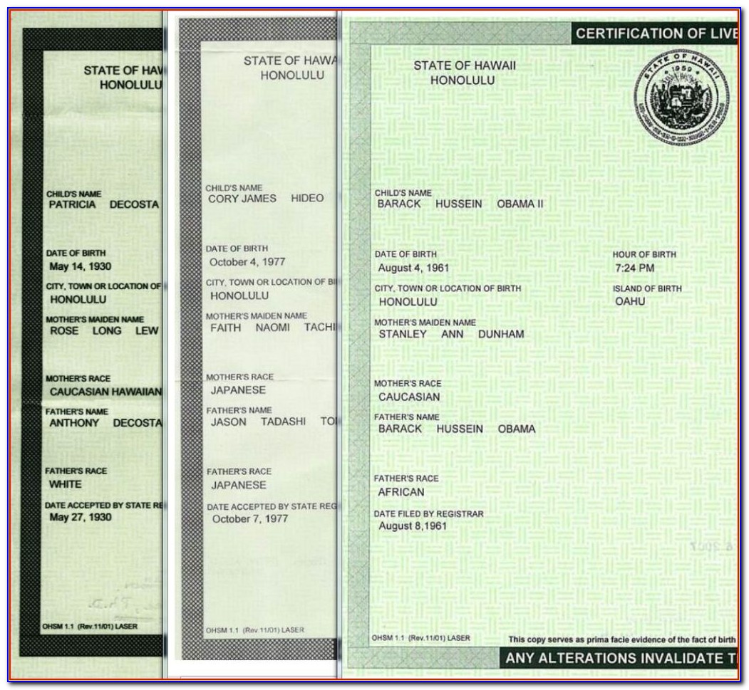 State Of Hawaii Birth Certificate Replacement