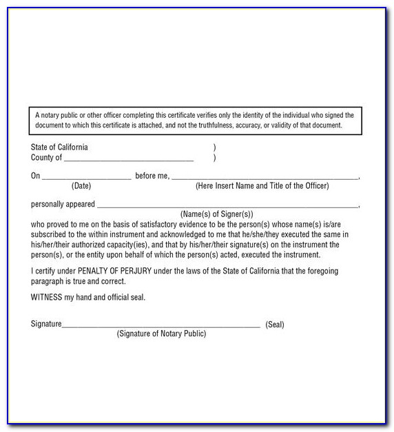 State Of Oregon Notary Certificate