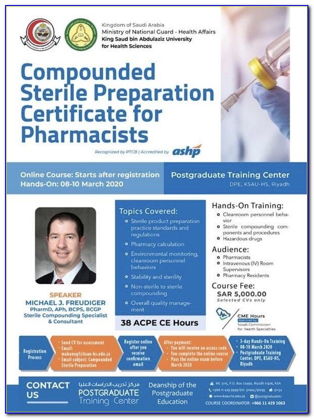 Sterile Compounding Certification For Pharmacists