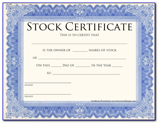 Stock Certificate Template In Word