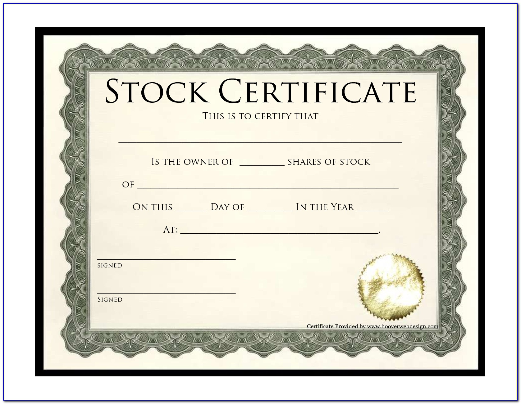 Stock Certificate Template Word Free
