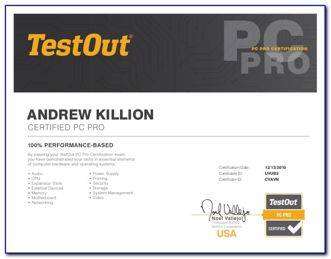 Testout Pc Pro Certification Exam Answers