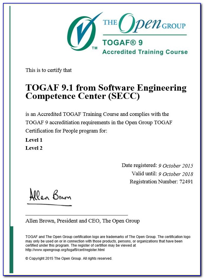 Togaf 9 Certification Validity