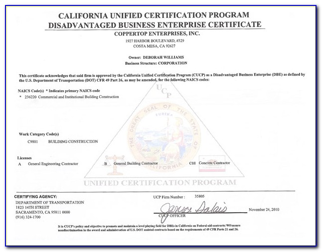 Wbe Certification Application California