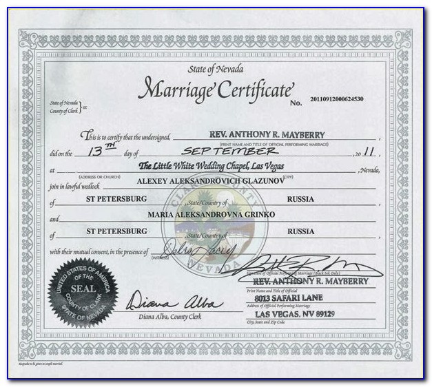 Wedding License Las Vegas Nevada
