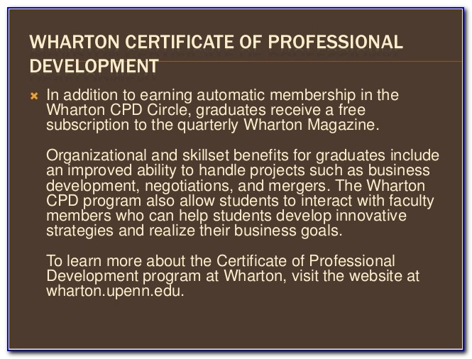 Wharton School Certificate Programs