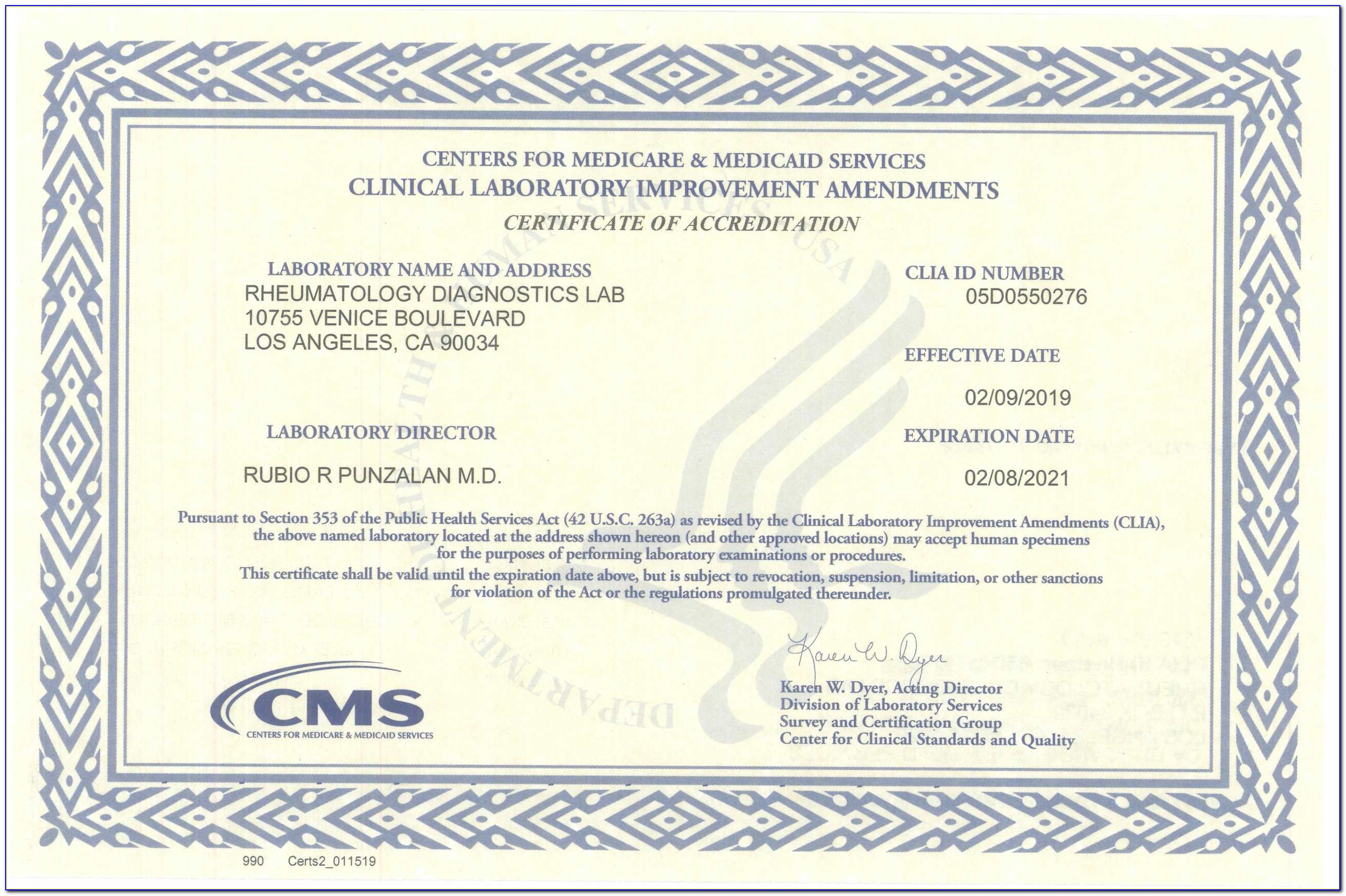 What Is Clia Certification Number