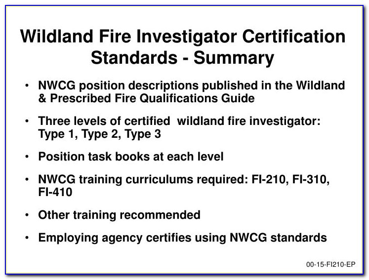 Wildland Firefighter Certification Levels