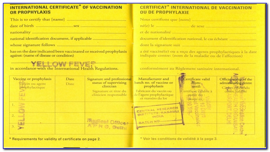 Yellow Fever Certificate Countries