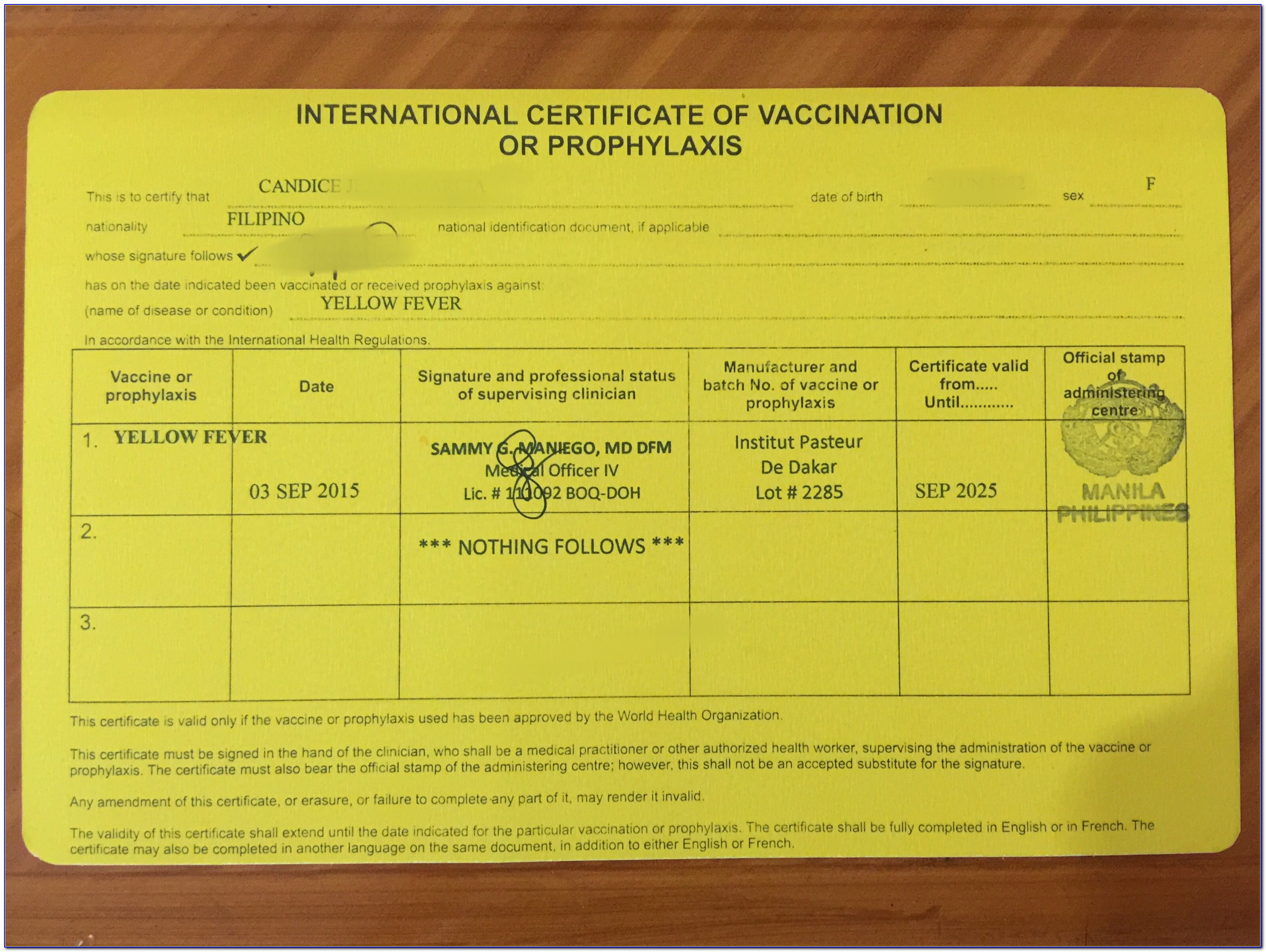 Yellow Fever Certificate South Africa