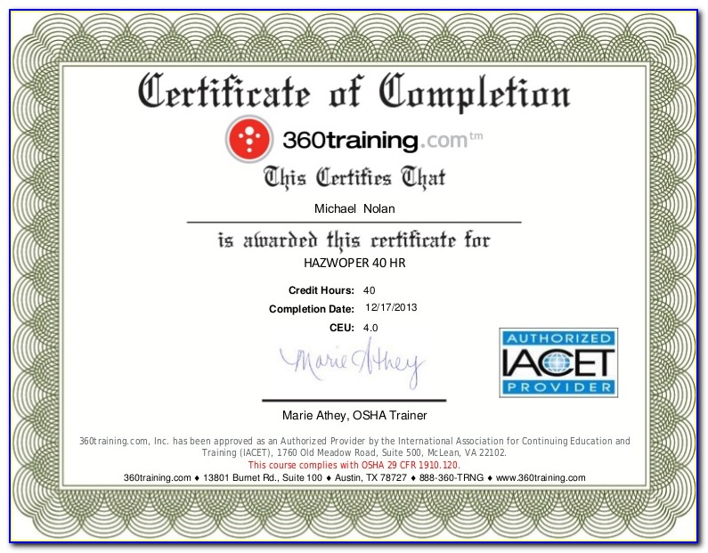 40 Hour Osha Hazwoper Certification