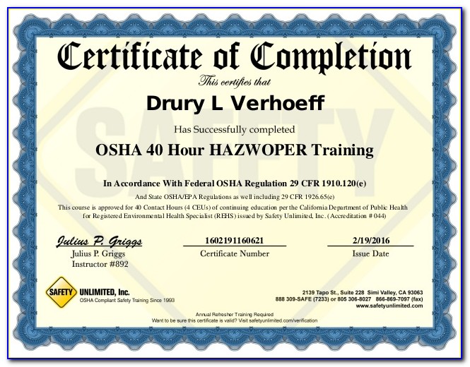 40 Hour Osha Hazwoper Training