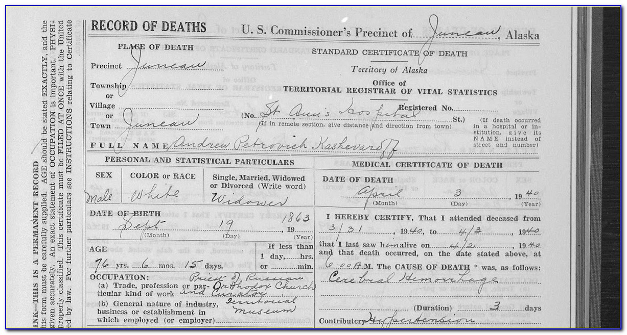 Alaska Vital Statistics Birth Certificate