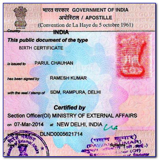 Apostille Birth Certificate Indian Embassy
