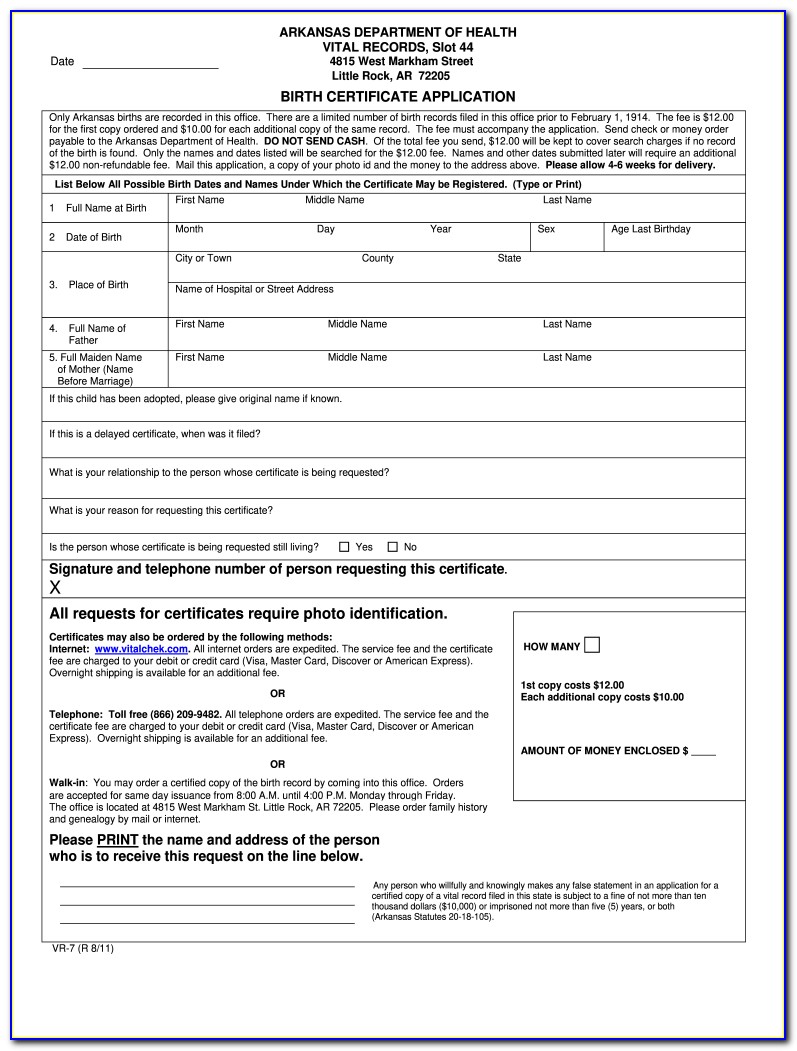 Arkansas Adoption Birth Certificate