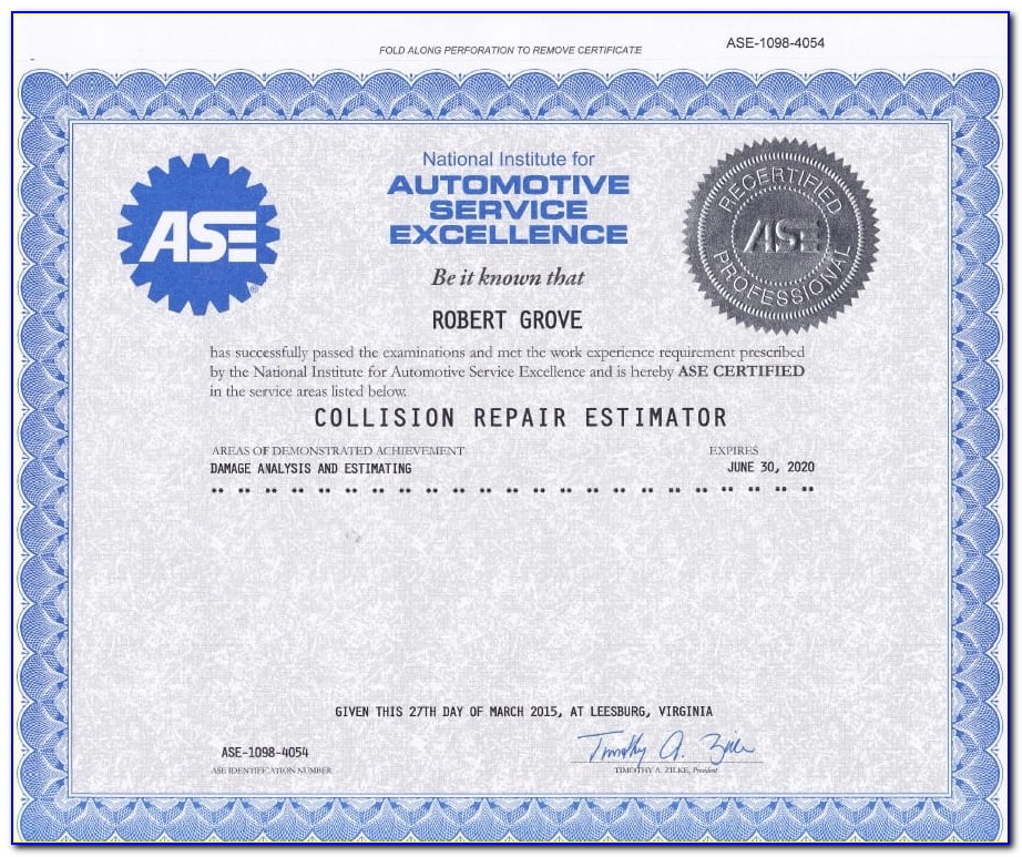 Ase Body Shop Certification