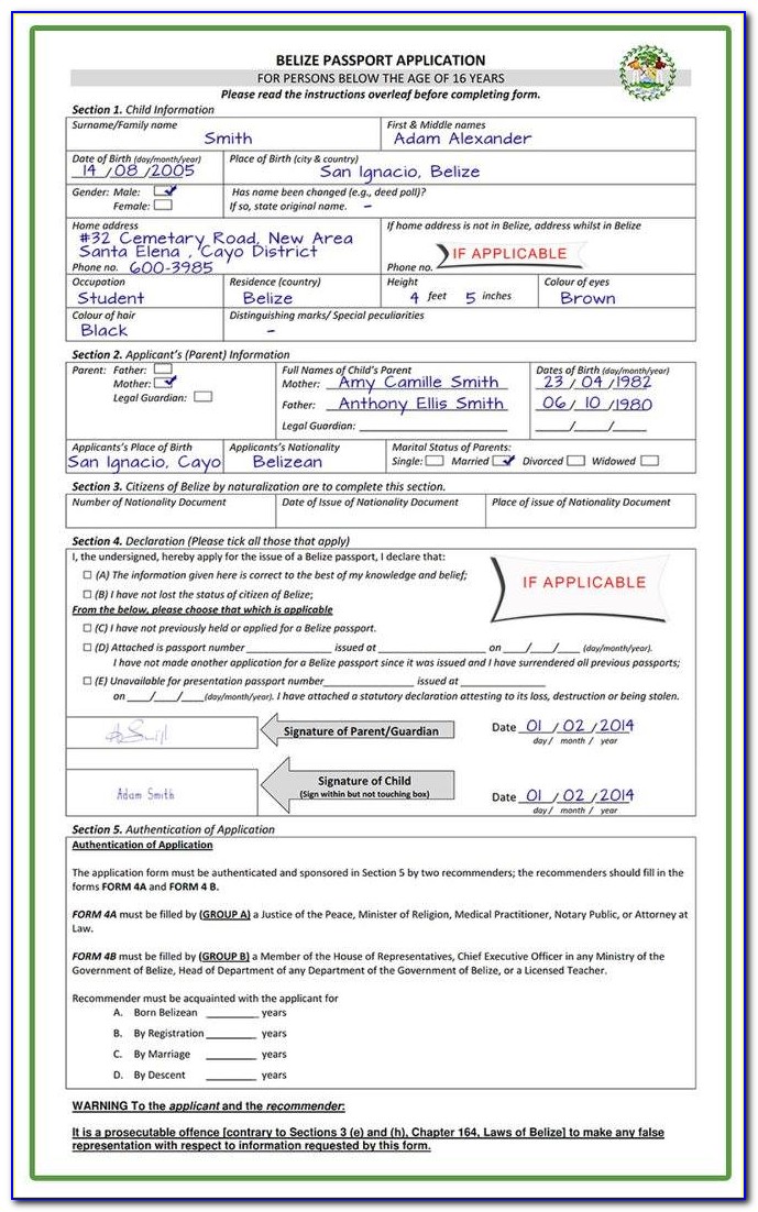 Birth Certificate Application Belize