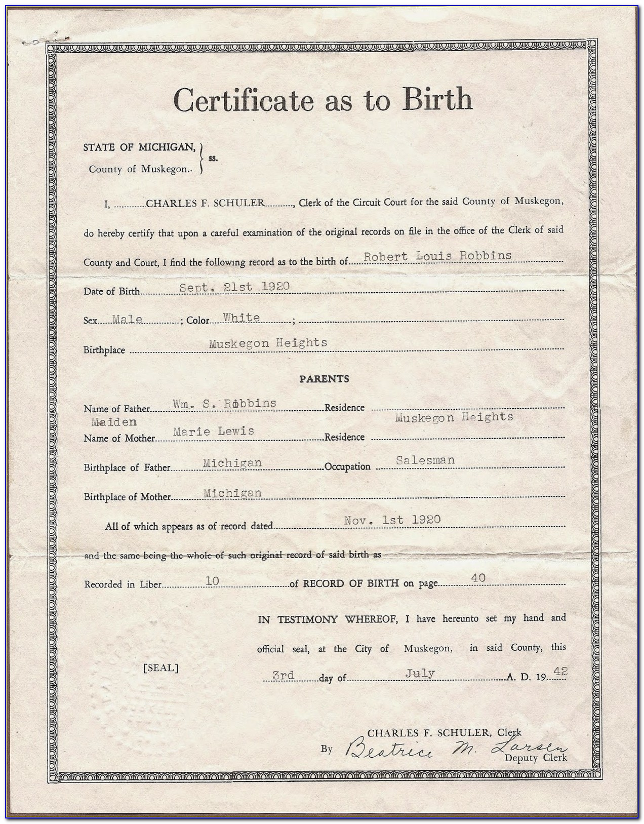 Birth Certificate Muskegon Mi