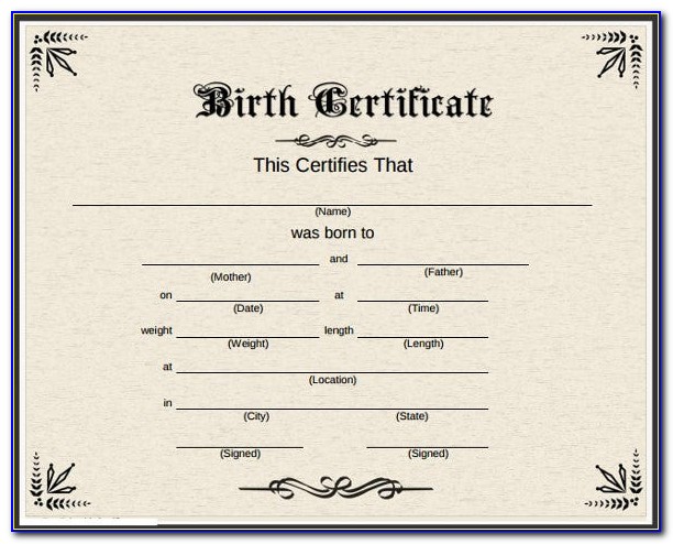 Blank Birth Certificate Bd