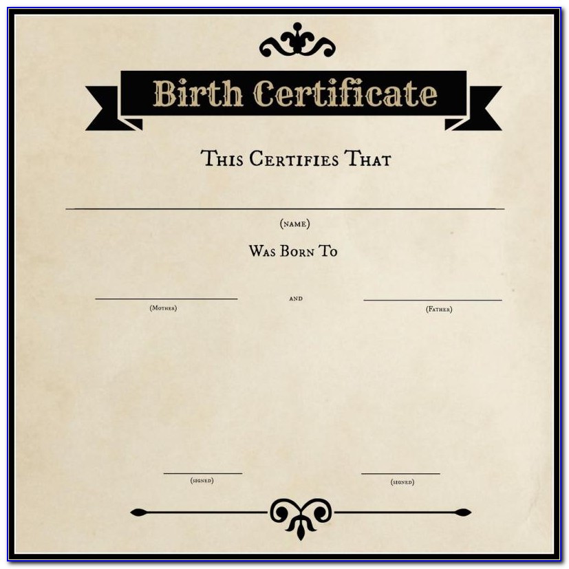 Blank Birth Certificate For School Project