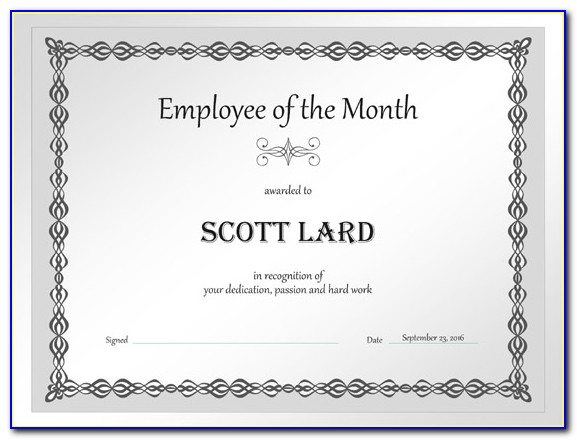 Blank Employee Of The Month Certificate Templates