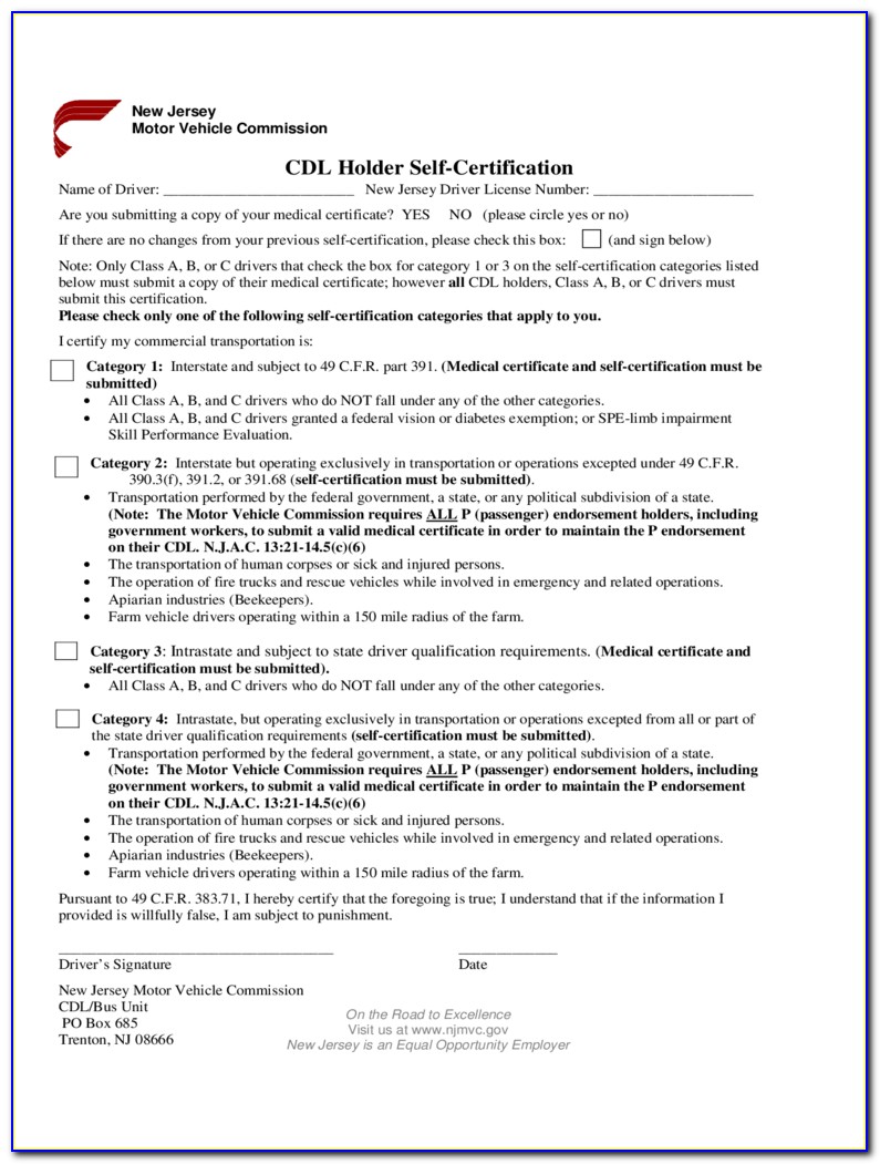 Cdl License Nj Medical Certificate