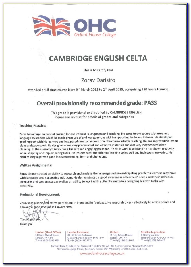 Celta English Certificate