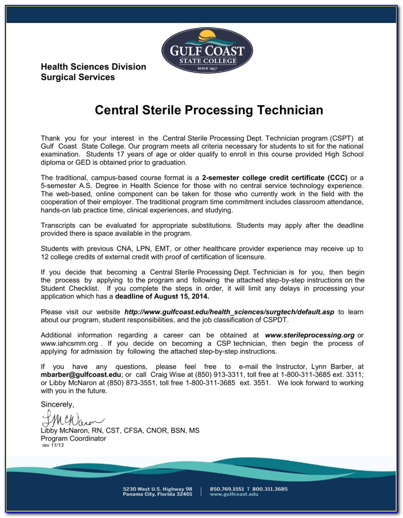 Central Sterile Processing Technician Course