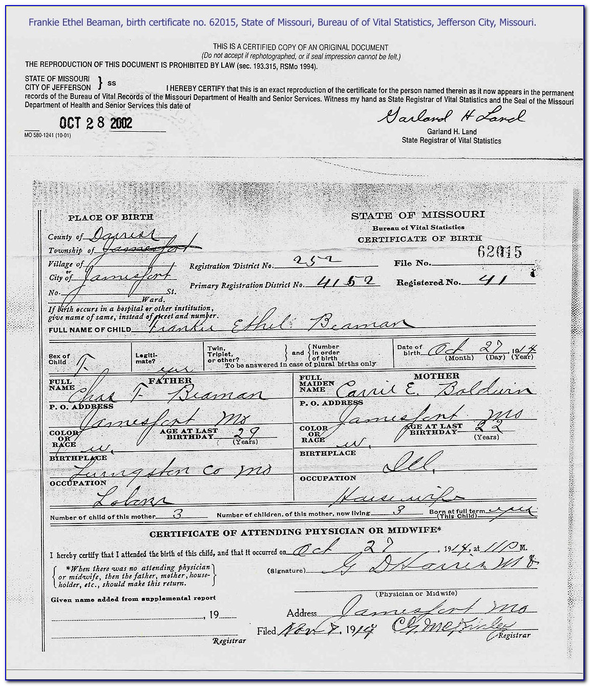 Change Name On Birth Certificate In Missouri