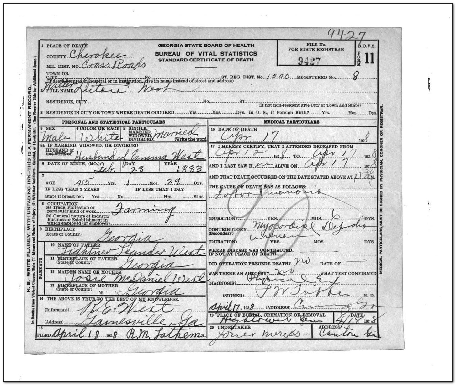 Cherokee County Birth Certificates
