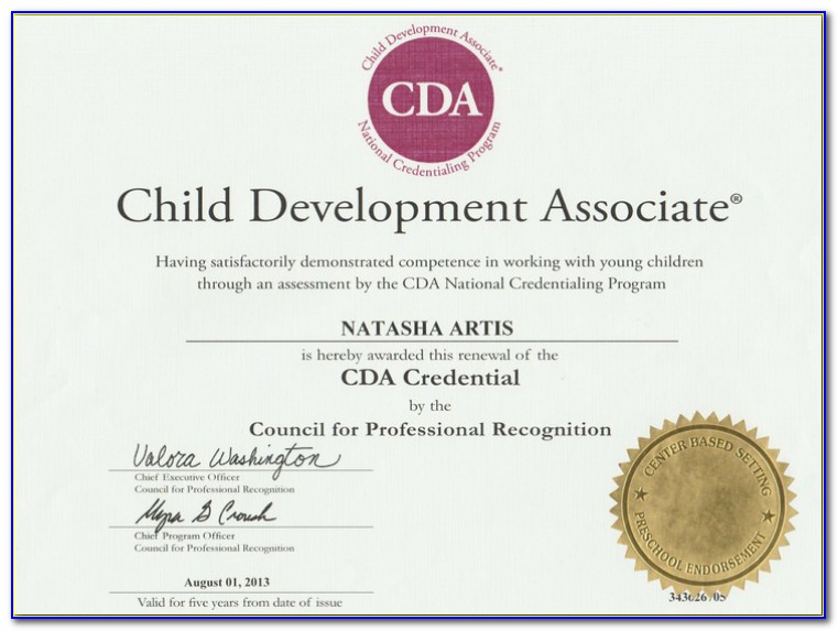Child Development Associate Certification (cda)